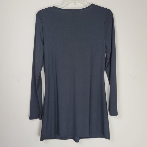 White House Black Market Womens Black V-Neck Tunic Top Gathered Front Detail - Picture 4 of 9